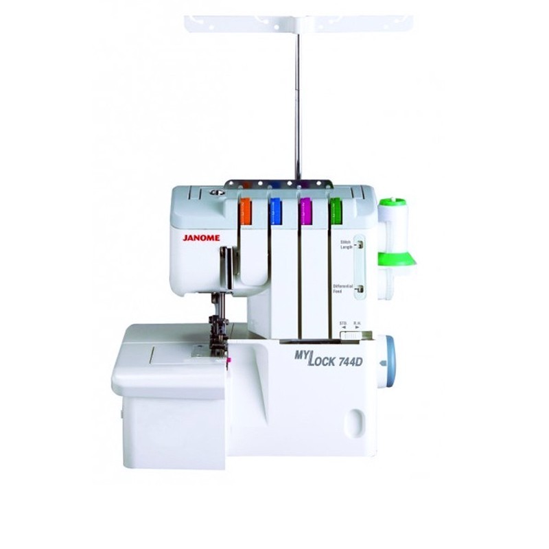 Surjeteuse JANOME MyLock 744D – 2/3/4 fils, bras libre, roulotté instantané