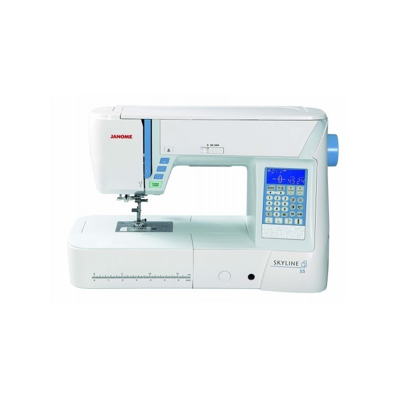 Machine à coudre JANOME SKYLINE S5 – Haut de gamme avec genouillère et table XL