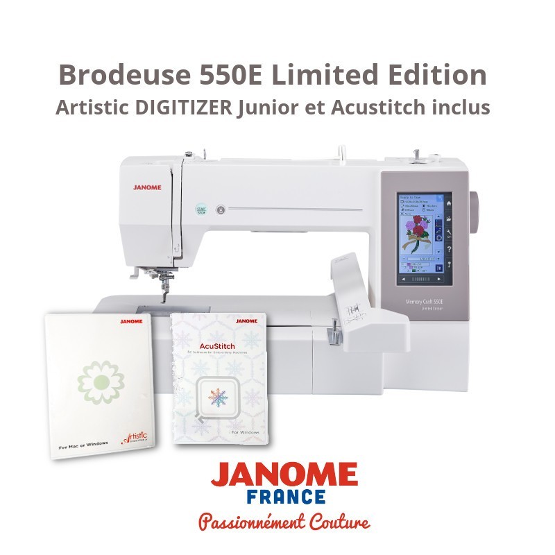 Janome 550E – Brodeuse grand format + Artistic Digitizer Junior